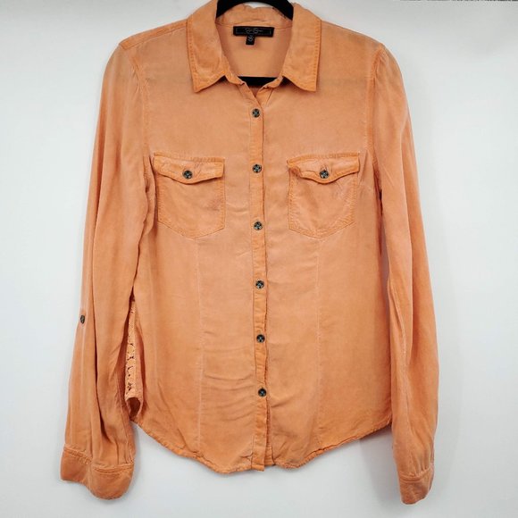 Jessica Simpson Forley Button Up Blouse Orange M - Picture 10 of 10